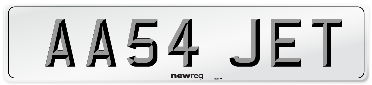 AA54 JET Number Plate from New Reg